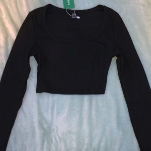 SHEIN, long sleeve, black, crop top, medium